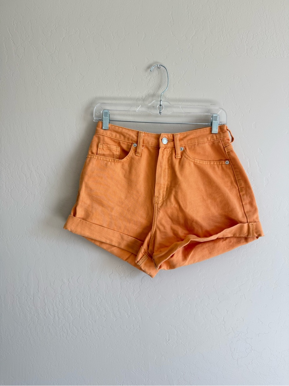 wild fable Orange High-Rise Rolled-Hem Jean Shorts #P390
